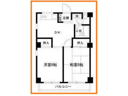 メゾン秋元3(2DK/1階)の間取り写真