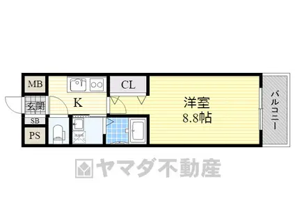 彩都シオン(1K/4階)の間取り写真