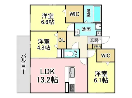 松の杜D-ROOM(3LDK/3階)の間取り写真