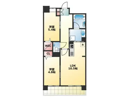 LE・SEL 上町台(2LDK/7階)の間取り写真