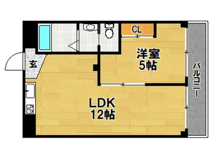 4丁目矢森マンション(1LDK/4階)の間取り写真