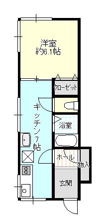 メロウ A棟(1K/1階)の間取り写真