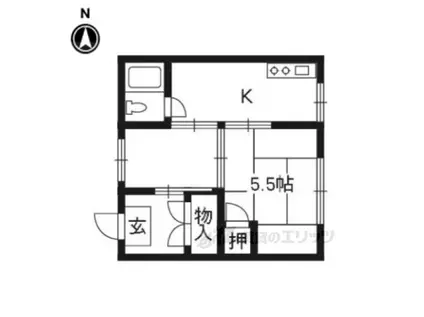マンション松原(1DK/2階)の間取り写真