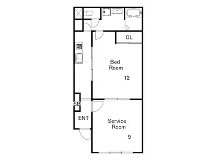ラフレイズ本町(1SK/1階)の間取り写真