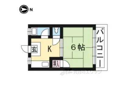 コーポ草津(1DK/2階)の間取り写真