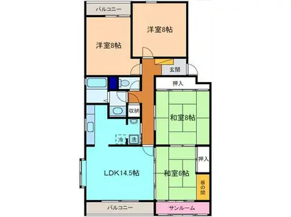 レジデンス小田(4LDK/2階)の間取り写真