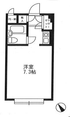 シャルム初台(1K/3階)の間取り写真