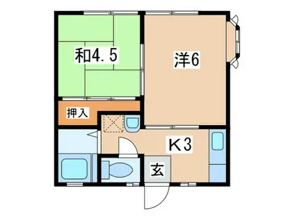 コスモハイツ(2K/1階)の間取り写真