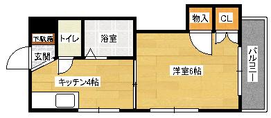 第1下原ビル(1K/4階)の間取り写真