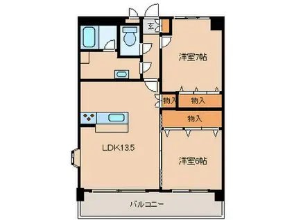 コンフォート御領(2LDK/2階)の間取り写真