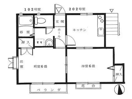 ハイツ晃清(2DK/2階)の間取り写真