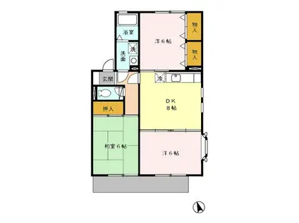 セジュールセゾンA(3DK/1階)の間取り写真