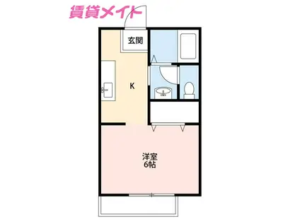 アーバン松井B(1K/1階)の間取り写真