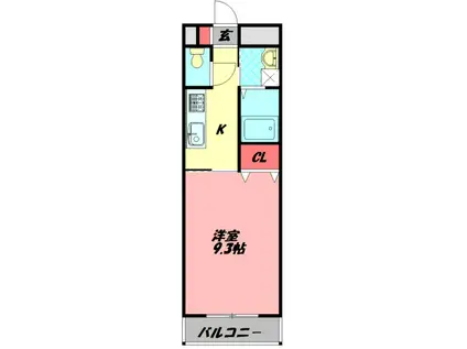 アンプルールフェール GLAND MOB(1K/1階)の間取り写真