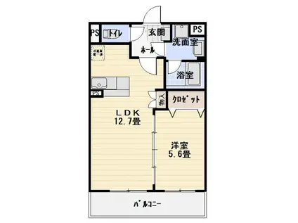 ローゼンフェルト(1LDK/1階)の間取り写真