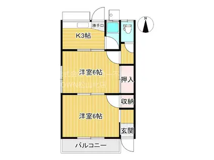 コーポ藤原(2K/2階)の間取り写真