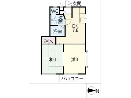 コーポ愛II(2DK/2階)の間取り写真