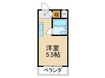 ハイツ長尾(1K/2階)の間取り写真