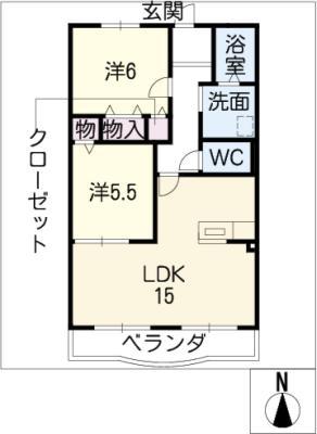 ハートフル柚子(2LDK/2階)の間取り写真