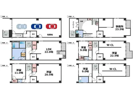 大阪市天王寺区真法院町(6LDK/1階)の間取り写真