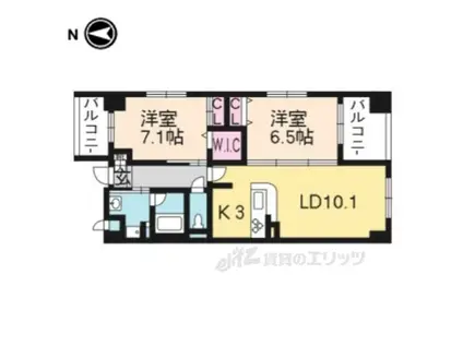 サンクチュアリ二条城(2LDK/4階)の間取り写真