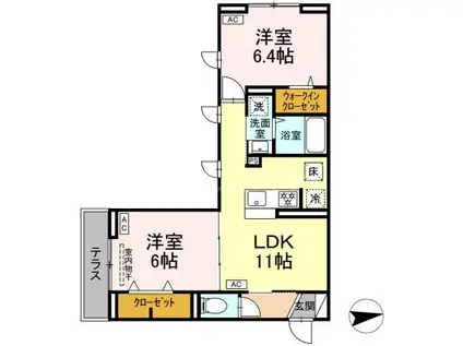 セレスティア東葛西IV(2LDK/1階)の間取り写真