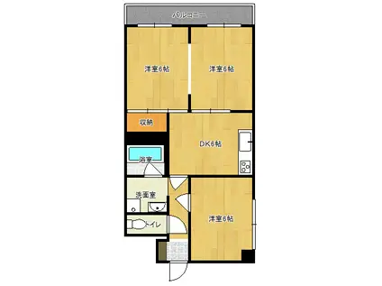 新中広ビル(3DK/4階)の間取り写真