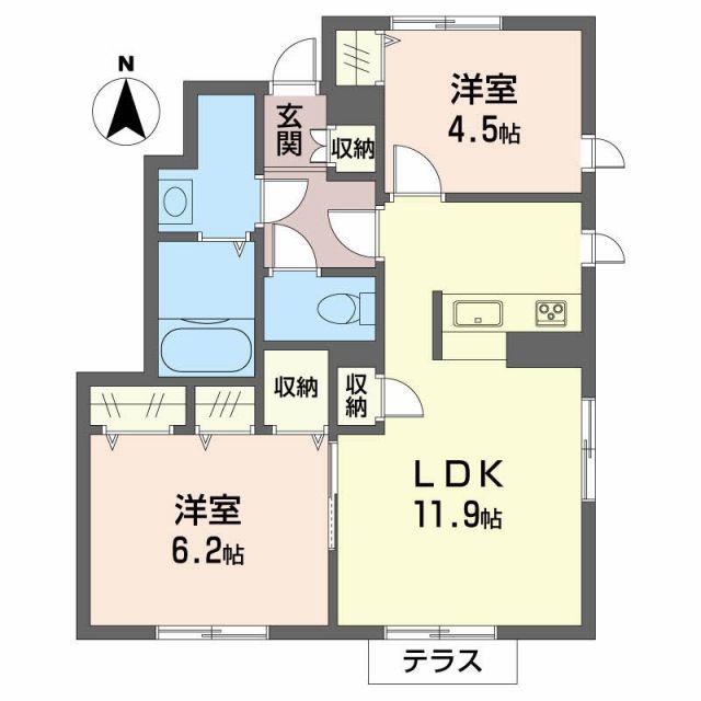 シャーメゾン上泉(2LDK/1階)の間取り写真