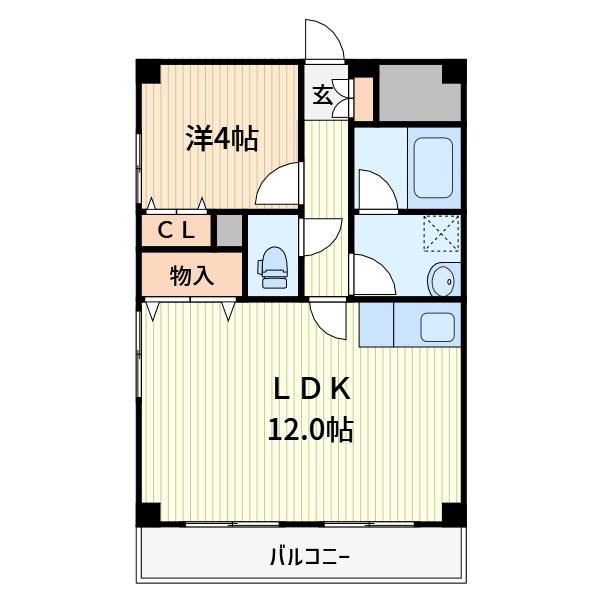 サニースカイ(1LDK/6階)の間取り写真