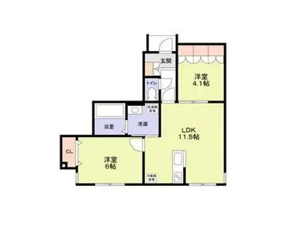 シュガーハウス(2LDK/1階)の間取り写真