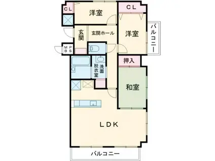 ビューティフルライフ(3LDK/4階)の間取り写真