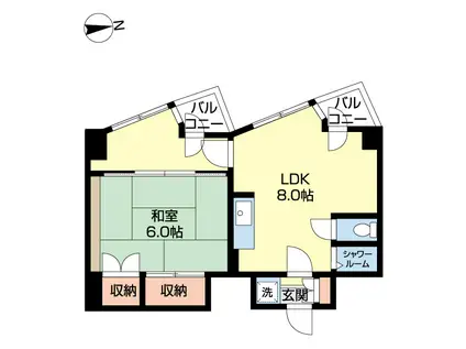 プライムパーク円山公園(1LDK/8階)の間取り写真