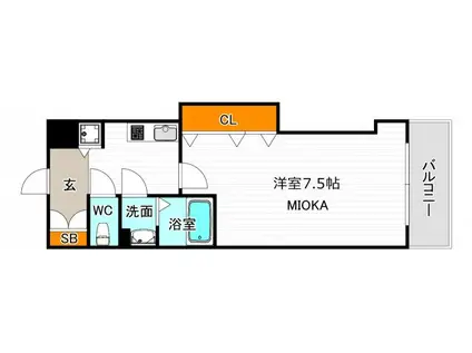 ラグゼ我孫子(1K/8階)の間取り写真