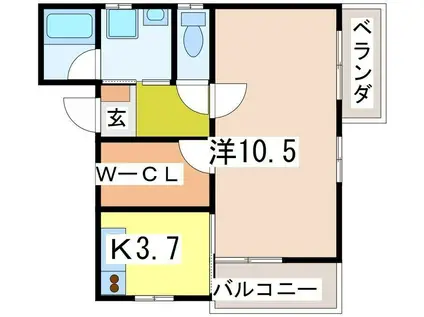 カーザ・ディ・エッセ(1K/2階)の間取り写真