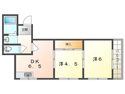第3シャルマン四條畷(2DK/3階)の間取り写真