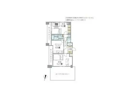 北品川アパートメント(2DK/9階)の間取り写真