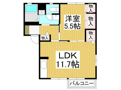 フレグランス乙女B(1LDK/1階)の間取り写真