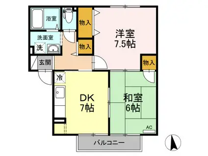 リバティM2(2DK/2階)の間取り写真