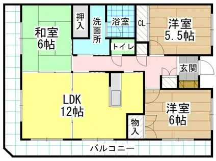 エクセレント中井(3LDK/9階)の間取り写真