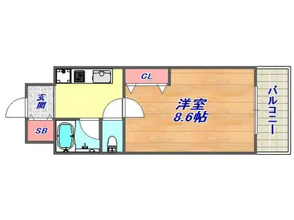 エスペランサ御影Ⅲ(1K/3階)の間取り写真