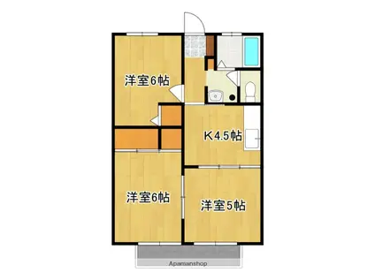 フレグランスK(3K/2階)の間取り写真