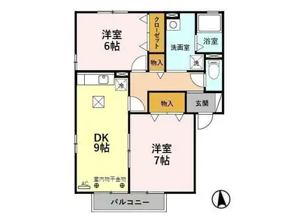 セジュール・シェーン(2DK/1階)の間取り写真