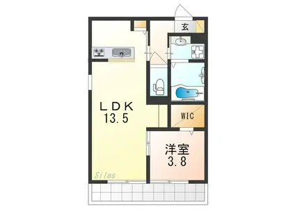 アイル京都山科(1LDK/3階)の間取り写真