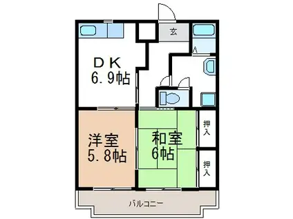 レジデンス横山(2DK/5階)の間取り写真
