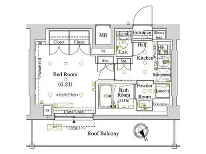 ARKMARK東大井(1K/4階)の間取り写真