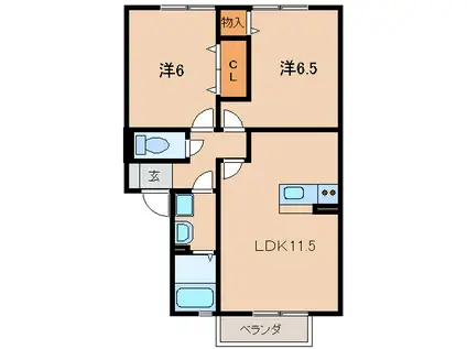 シャルム西ノ庄V(2LDK/2階)の間取り写真