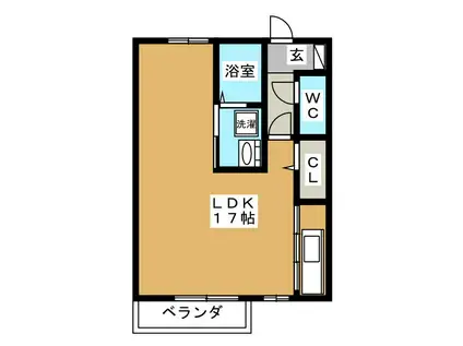 レセンテ下之宮(ワンルーム/1階)の間取り写真