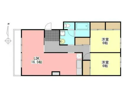 南平台マンション(2LDK/3階)の間取り写真