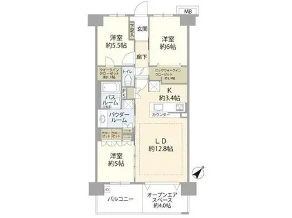 ヴェレーナシティパレ・ド・マリナージュ(3LDK/2階)の間取り写真