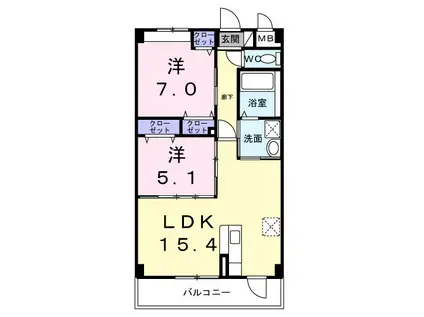 ミヤツカ8(2LDK/3階)の間取り写真